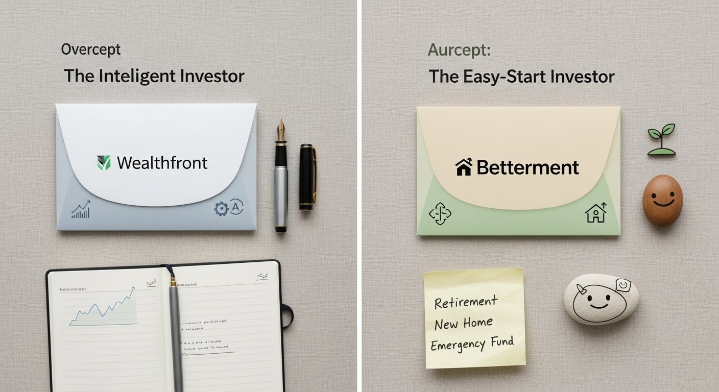 Featured illustration comparing Wealthfront and Betterment robo-advisors for personal finance and fintech investing